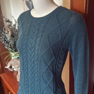 Women's Cable Knit Sweater - Teal